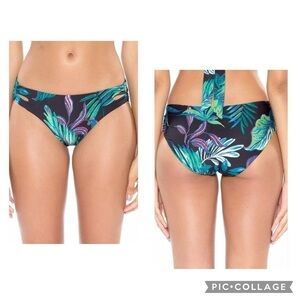SOLUNA SWIM Women's Black Green OVER THE MOON Keyhole Bikini Bottom Size Small